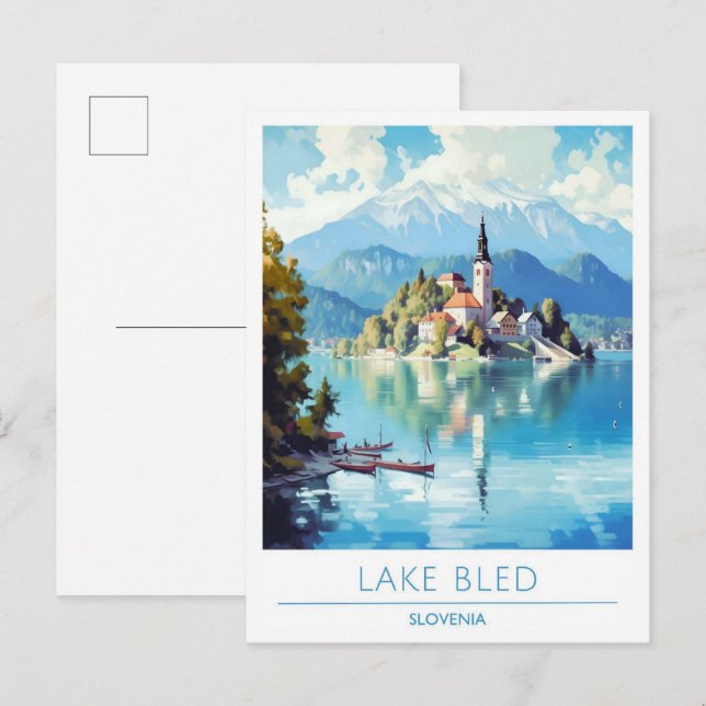 Lake Bled Slovenia Vintage Travel  Postcard (Front/Back)