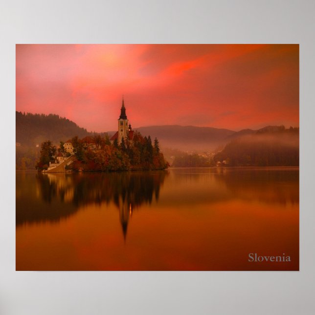 Lake Bled Sunset | Natural Beauty of Slovenia Poster (Front)