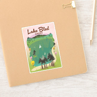 Lake Bled vintage style travel poster Slovenia