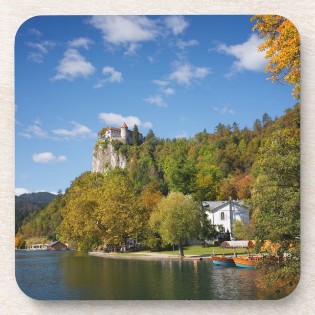 Lake Bled with trees in autumn colours in Slovenia Coaster (Front)