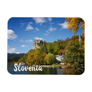 Lake Bled with trees in autumn colours in Slovenia Magnet