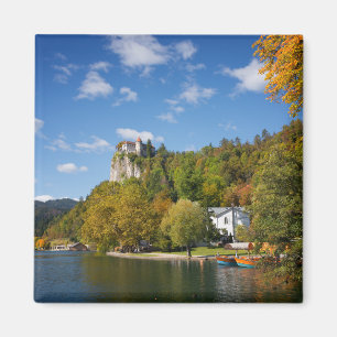 Lake Bled with trees in autumn colours in Slovenia Magnet