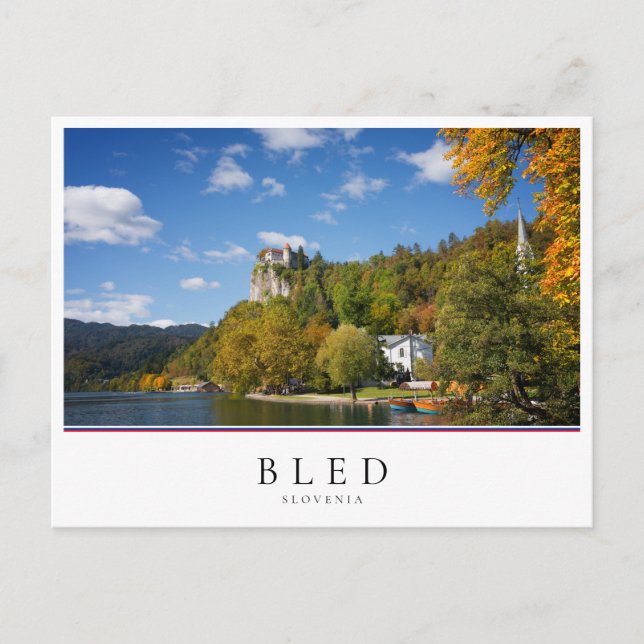 Lake Bled with trees in autumn colours in Slovenia Postcard (Front)