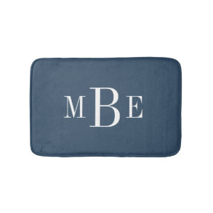 Lake Blue and White Classic 3 Letter Monogram Bath Mat