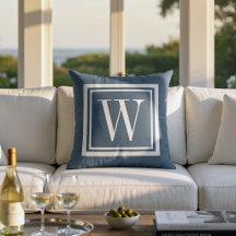 Lake Blue and White Classic Square Monogram