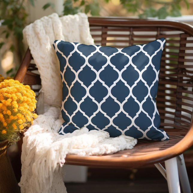 Lake Blue and White Moroccan Pattern Cushion (Creator Uploaded)