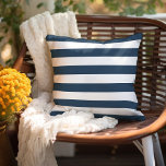 Lake Blue and White Stripes Cushion<br><div class="desc">Design your own custom throw pillow in any colour to perfectly coordinate with your home decor in any room! Use the design tools to change the background colour behind the white horizontal stripe pattern, or add your own text to include a name, monogram initials or other special text. Every pillow...</div>