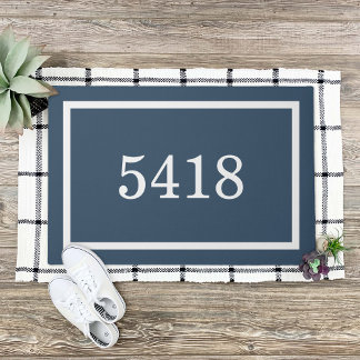 Lake Blue Personalised Address Number Doormat
