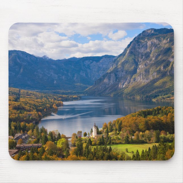 Lake Bohinj in Slovenia in autumn Mouse Mat (Front)