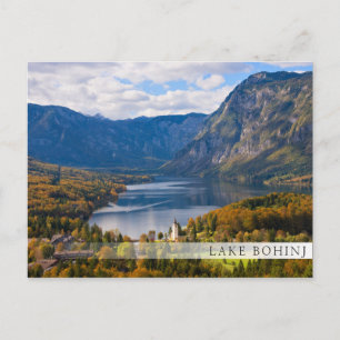 Lake Bohinj in Slovenia in autumn Postcard