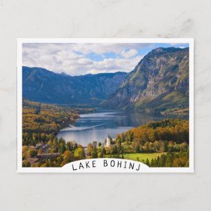 Lake Bohinj in Slovenia in autumn Postcard