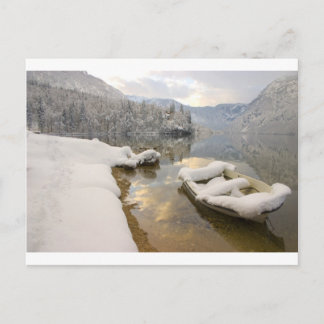 Lake Bohinj in winter, Slovenia Postcard