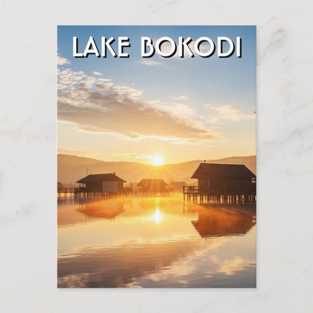 Lake Bokodi Hungary Sunset Postcard (Front)
