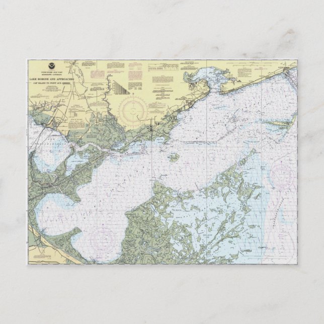 Lake Borgne LA Nautical chart postcard (Front)
