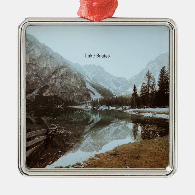 Lake Braies, South Tyrol, Italy Metal Tree Decoration (Front)