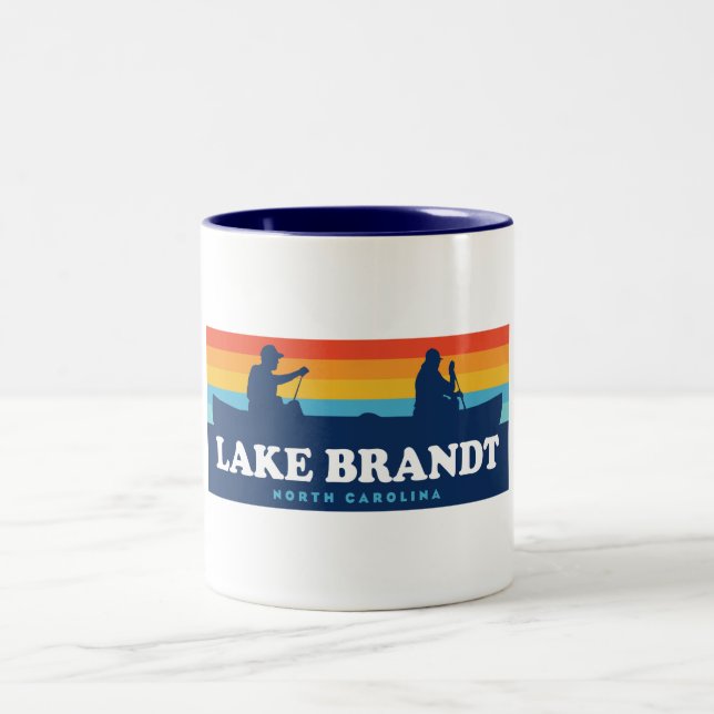 Lake Brandt North Carolina Canoe Two-Tone Coffee Mug (Center)