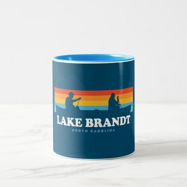 Lake Brandt North Carolina Canoe Two-Tone Coffee Mug (Center)