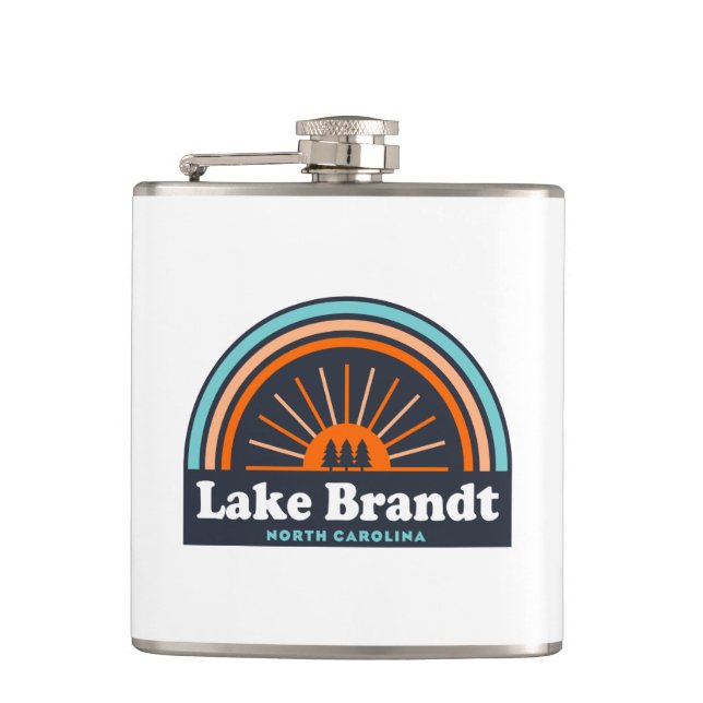 Lake Brandt North Carolina Rainbow Hip Flask (Front)