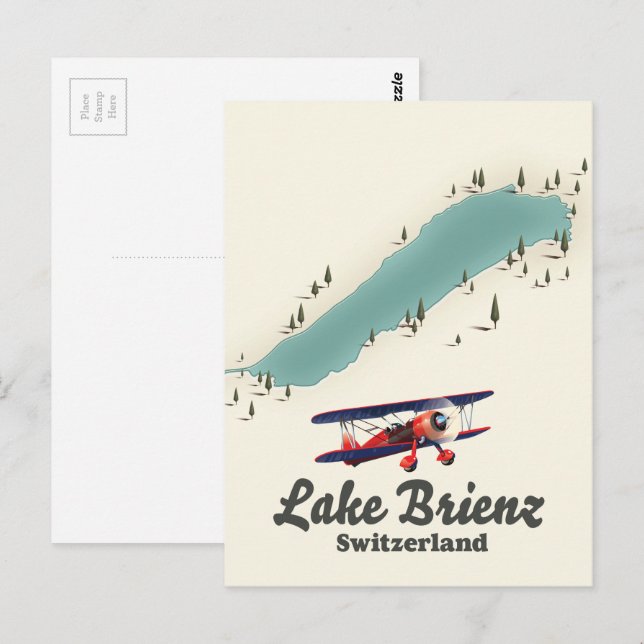Lake Brienz Switzerland map Postcard (Front/Back)