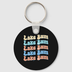 Lake Bum Retro Groovy Lake Life Summer Vibes Key Ring