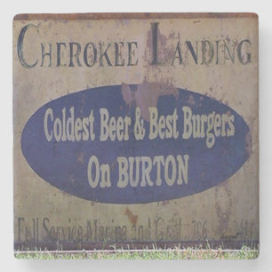 Lake Burton Cherokee Landing Marble Stone Coaster. Stone Coaster