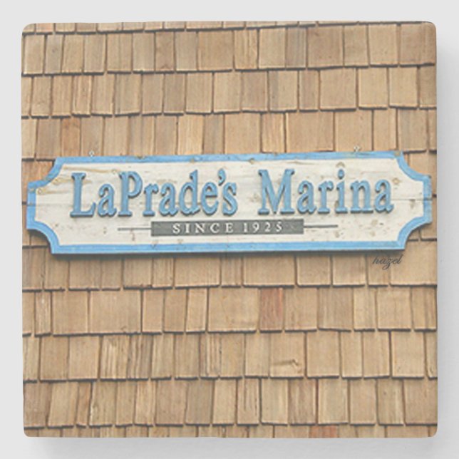 Lake Burton, LaPrades Marina Marble Stone Coaster. Stone Coaster (Front)