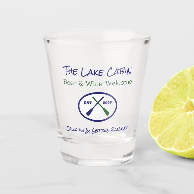 Lake Cabin Cottage House Shot Glass (Front)