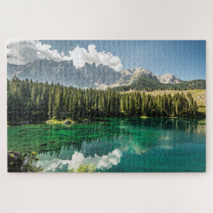 Lake Carezza Caress Italy Dolomites Jigsaw Puzzle