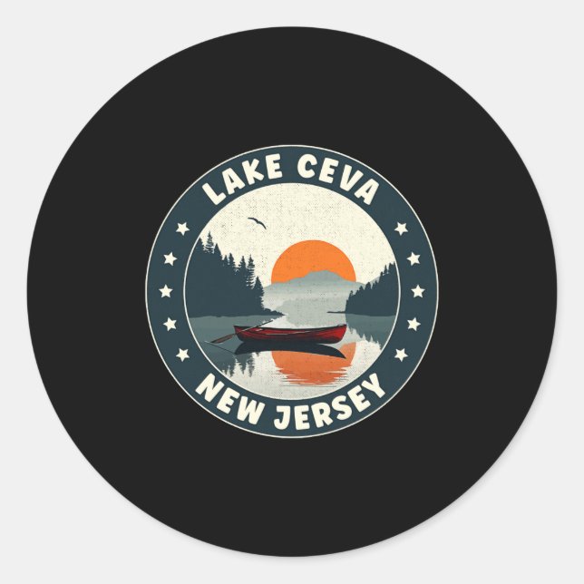 Lake Ceva New Jersey Sunset T Shirt  Classic Round Sticker (Front)