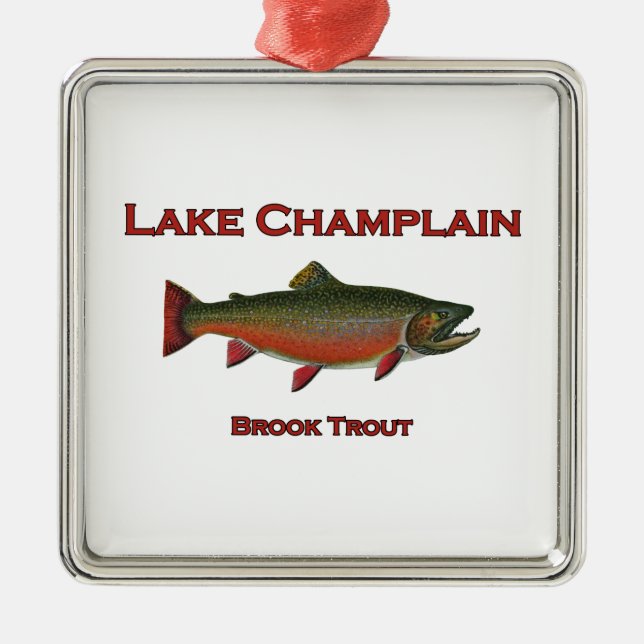 Lake Champlain Fishing Brook Trout Metal Tree Decoration (Front)