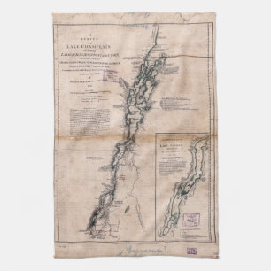 Lake Champlain Lake George Crown Point Map (1776) Tea Towel