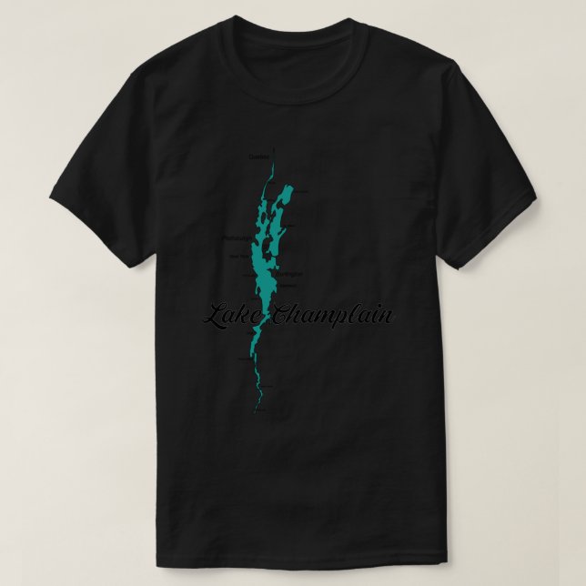 Lake Champlain Map Sticker T-Shirt (Design Front)
