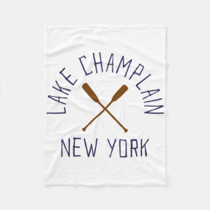 Lake Champlain New York Outdoors Vintage Fleece Blanket