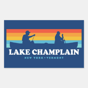 Lake Champlain New York Vermont Canoe Rectangular Sticker