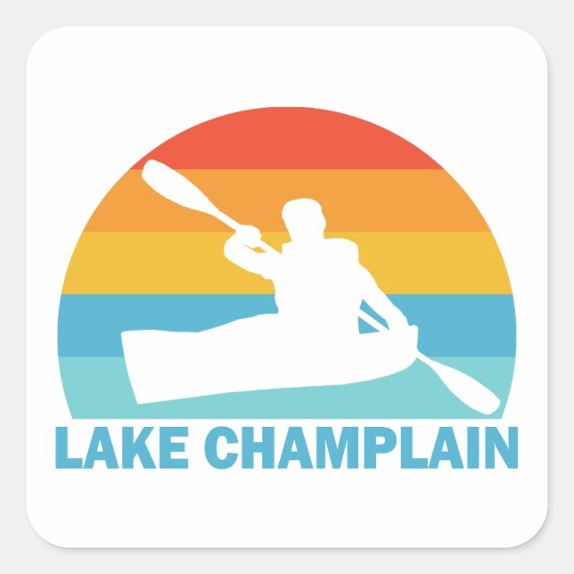 Lake Champlain New York Vermont Kayak Square Sticker (Front)