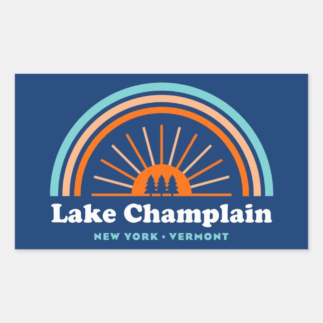 Lake Champlain New York Vermont Rainbow Rectangular Sticker (Front)