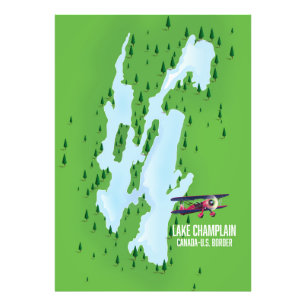 Lake Champlain USA Canada Map poster