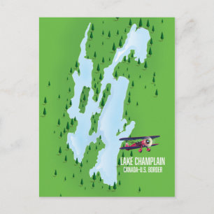Lake Champlain USA Canada Map poster Postcard