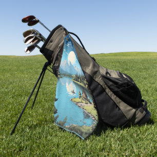 Lake Champlain, Vermont illustration, Golf Towel