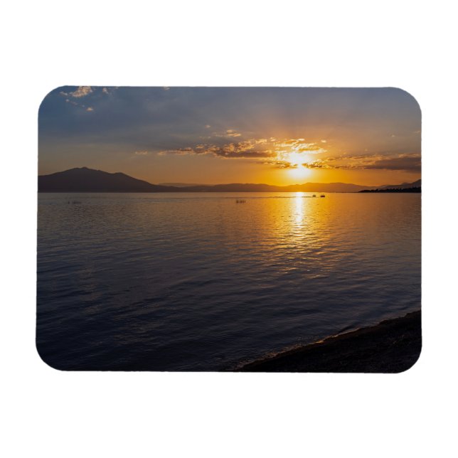 lake chapala & mountains along horizon at sunset magnet (Horizontal)