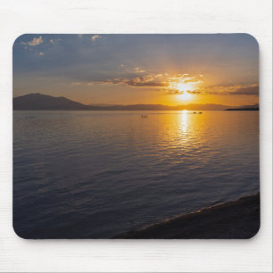 lake chapala & mountains along horizon at sunset mouse mat