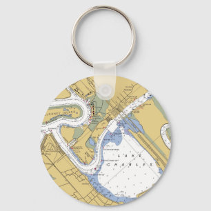 Lake Charles, Louisiana Nautical Harbour Chart Key Ring