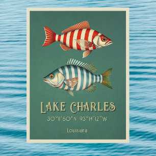 Lake Charles Louisiana striped fish Postcard