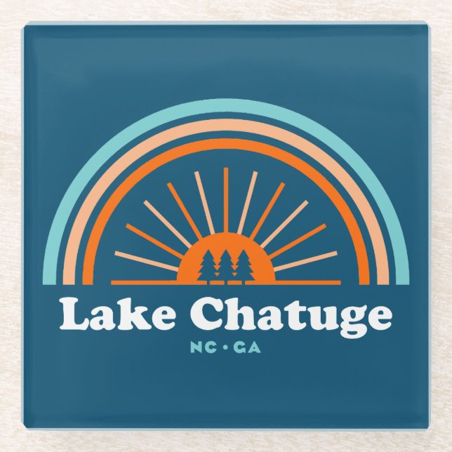 Lake Chatuge North Carolina Georgia Rainbow Glass Coaster (Front)