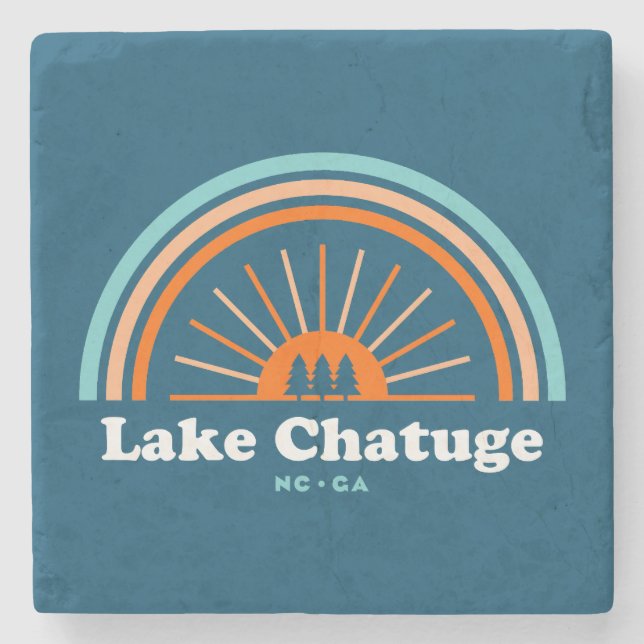 Lake Chatuge North Carolina Georgia Rainbow Stone Coaster (Front)
