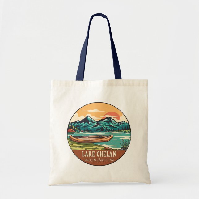 Lake Chelan Washington Boating Fishing Emblem  Tote Bag (Front)