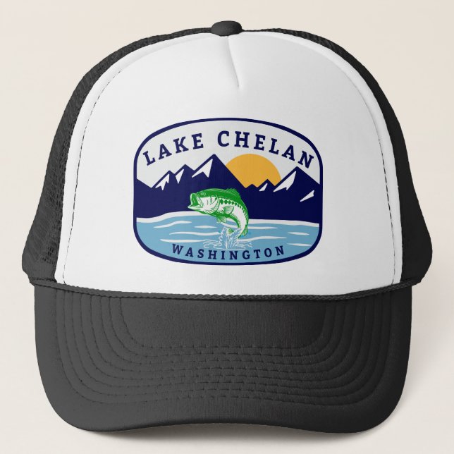 Lake Chelan Washington Fishing Trucker Hat (Front)