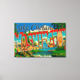 Lake Chelan, Washington - Large Letter Scenes Canvas Print