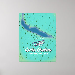 Lake Chelan Washington map Canvas Print