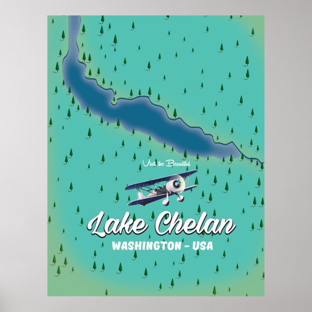 Lake Chelan Washington map Poster (Front)
